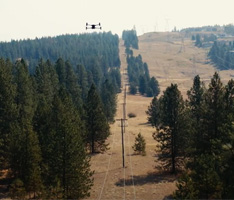 Drone patrolling power lines